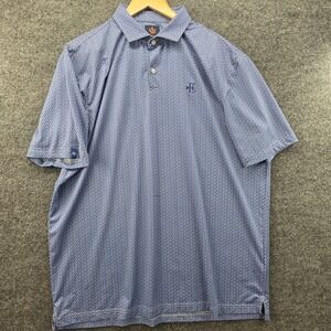 Donald Ross Sport Mens XL Blue Geometric Micro Print Performance Golf Polo Shirt